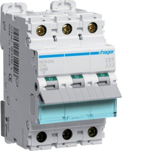 HAGER NCN316 MCB Wyłącznik nadprądowy 10kA 3P C 16A