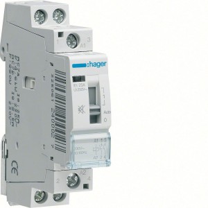 Stycznik cichy z możliwością sterowania ręcznego 24V DC 2NO 25A Hager ERD225SDC