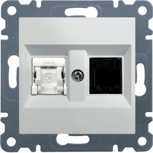 lumina Gniazdo telefoniczno-komputerowe RJ11/12+RJ45 białe Hager WL2210