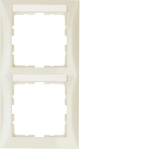 B.Kwadrat Ramka 2-krotna pionowa z polem opisowym, kremowy, połysk Berker 10128912