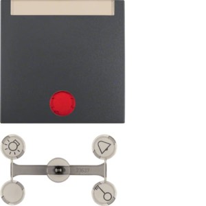 B.X Klawisz z 5 dołączonymi soczewkami i polem opisowym do łączników 1-klawiszowych, antracyt mat Berker 16281606