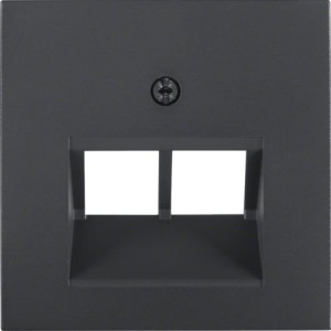 B.X Płytka czołowa do gniazda przyłączeniowego UAE 2-krotnego komputerowego/telefonicznego, antracyt Berker 14091606