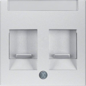 B.Kwadrat/B.7 Płytka czołowa podwójna z zasuwkami chroniącymi przed kurzem, pole opisowe, aluminium Berker 11811404