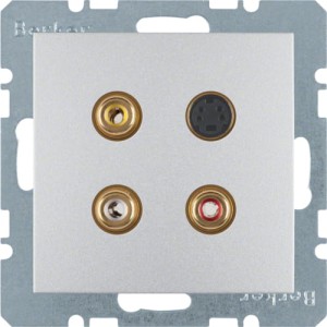 B.Kwadrat/B.7 Gniazdo 3xCinch / S-Video aluminium Berker 3315321404