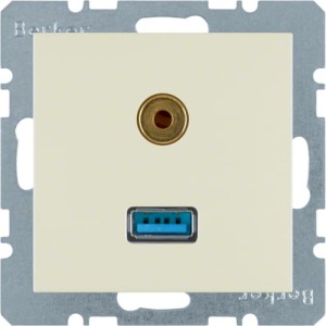 B.x/S.1 Gniazdo USB/3.5 mm audio, krem Berker 3315398982