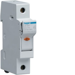 Modułowa podstawa bezpiecznikowa z lampką 1P wkł.bezp.cyl. L32 8X32mm 25A 400VAC Hager LSN431