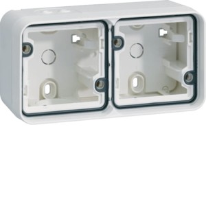W.1 Adapter natynkowy 2-kr poziomy, 2 wejścia, IP55, biały Berker 6719323502