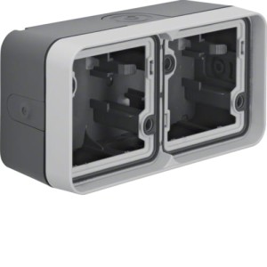 W.1 Adapter natynkowy 2-kr poziomy, 4 wejścia, IP55, szary Berker 6719323515
