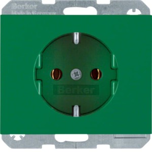 K.1/K.5 Gniazdo SCHUKO kompletne, samozaciski, zielony Berker 47157013