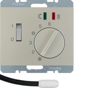 K.5 Regulator temperatury podłogi z stykiem zwiernym, elementem centralnym, LED, stal szlachetna, lakierowany Berker 20347104