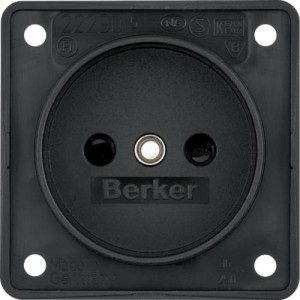 Integro Flow Gniazdo bez uziemienia z podwyższona ochroną styków, czarny, mat Berker 9619405