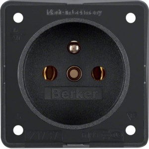 Integro Flow Gniazdo z uziemieniem z podwyższona ochroną styków, czarny, mat Berker 9619505