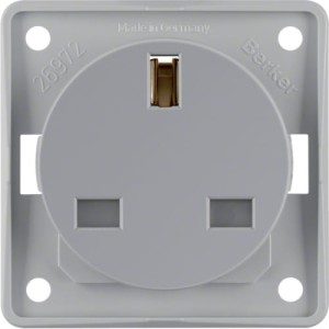 Integro Flow Gniazdo z uziemieniem "Standard brytyjski" z podwyższoną ochroną styków, jasnoszary Berker 962622506
