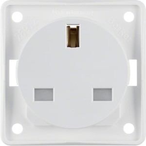 Integro Flow Gniazdo z uziemieniem "Standard brytyjski" z podwyższoną ochroną styków biały Berker 962622502