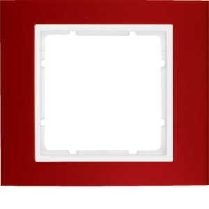 B.3 Ramka 1-krotna, aluminium, czerwony/biały Berker 10113022
