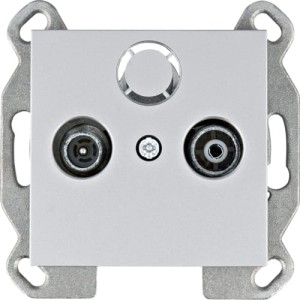 lumina Gniazdo RTV przelotowe srebrne Hager WL3022