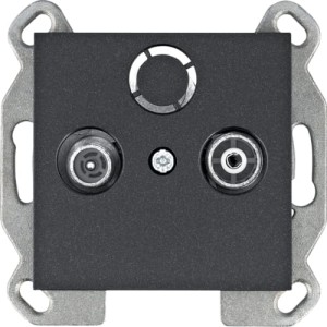 lumina Gniazdo RTV przelotowe czarne Hager WL3023