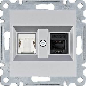 lumina Gniazdo telefoniczno-komputerowe RJ11/12+RJ45 srebrne Hager WL2212