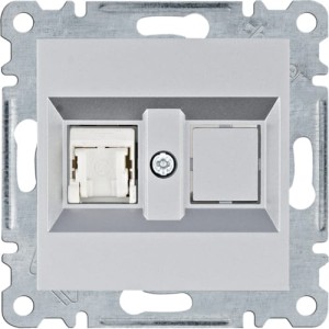 lumina Gniazdo komputerowe pojedyncze nieekranowane RJ45 kat.5e UTP srebrne Hager WL2112