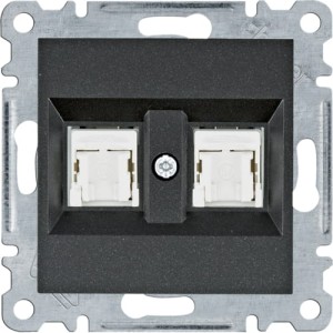 lumina Gniazdo komputerowe podwójne nieekranowane RJ45 kat.5e UTP czarne Hager WL2123