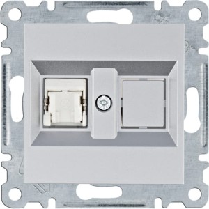 lumina Gniazdo komputerowe pojedyczne ekranowane RJ45 kat.5e FTP srebrne Hager WL2132