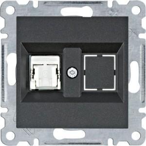 lumina Gniazdo komputerowe pojedyczne ekranowane RJ45 kat.5e FTP czarne Hager WL2133