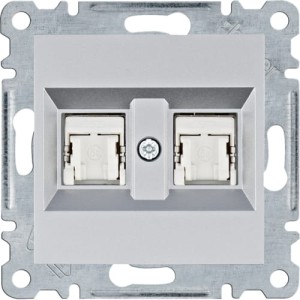 lumina Gniazdo komputerowe podwójne ekranowane RJ45 kat.5e FTP srebrne Hager WL2142