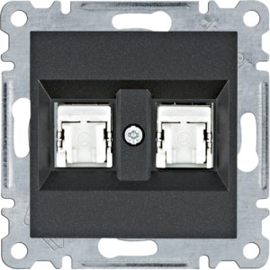 lumina Gniazdo komputerowe podwójne ekranowane RJ45 kat.5e FTP czarne Hager WL2143