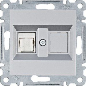 lumina Gniazdo komputerowe pojedyczne nieekranowane RJ45 kat.6 UTP srebrne Hager WL2152