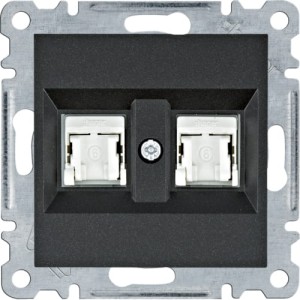 lumina Gniazdo komputerowe podwójne nieekranowane RJ45 kat.6 UTP czarne Hager WL2163