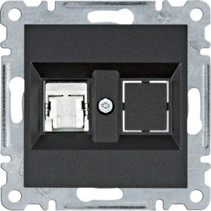 lumina Gniazdo komputerowe pojedyczne ekranowane RJ45 kat.6 FTP czarne Hager WL2173
