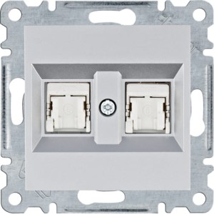 lumina Gniazdo komputerowe podwójne ekranowane RJ45 kat.6 FTP srebrne Hager WL2182