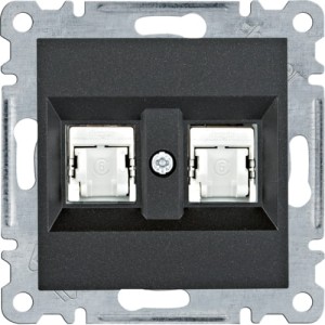 lumina Gniazdo komputerowe podwójne ekranowane RJ45 kat.6 FTP czarne Hager WL2183