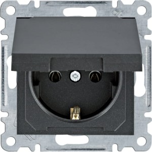 lumina Gniazdo SCHUKO z pokrywą czarne Hager WL1153