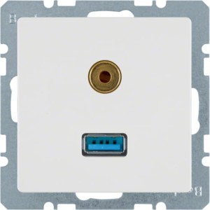 Q.x Gniazdo USB/3.5 mm audio biały Berker 3315396089