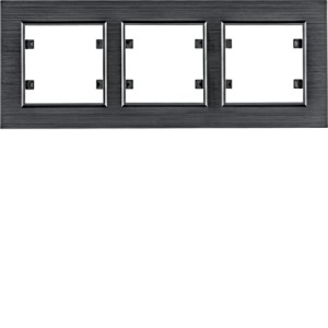 lumina passion Ramka 3-krotna pozioma, aluminium czarne Hager WL9233
