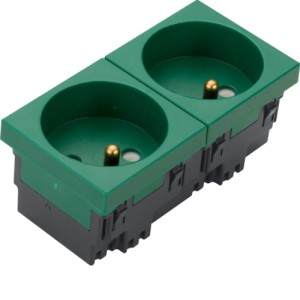 tehalit.GB-EG Gniazdo 2P+Z 33° 2-krotne 45x45mm bezhalogenowe zielone Hager EER2336029