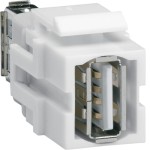   Moduł KEYSTONE gniazdo USB 2.0, przelotowe, wtyk prosty 180°, biały Hager VZ20US