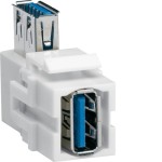 Moduł KEYSTONE gniazdo USB 3.0, przelotowe, wtyk kątowy 90°, biały Hager VZ30UA