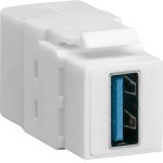 Moduł KEYSTONE gniazdo USB 3.0, przelotowe, wtyk prosty 180°, biały  Hager VZ30US