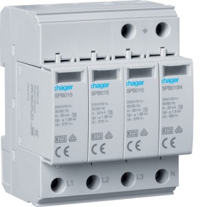 SPD T2 4P 3+1 sieć TN-S/TT In=20kA Up≤1,35kV Uc=275V Hager SPB413