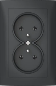 B.Kwadrat Gniazdo podwójne z uziemieniem kompletne antracyt Berker 5361828986