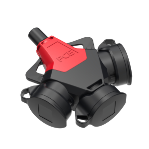 Rozgałęźnik trójgniazdowy 2P+Z IP44 gumowy z uziemieniem i zatyczkami PCE  243711-srw