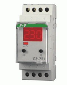 Przekaźnik napięciowy F&F CP-721 z wyświetlaczem, programowalny.