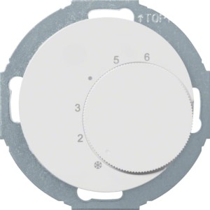 R.classic/Serie 1930/Glas Regulator temperatury pomieszczenia ze stykiem zmiennym i elementem centralnym, biały, połysk Berker 20262079