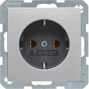 Q.1/Q.3 Gniazdo SCHUKO kompletne, samozaciski, aluminium aksamit, lakierowany Berker 47436084