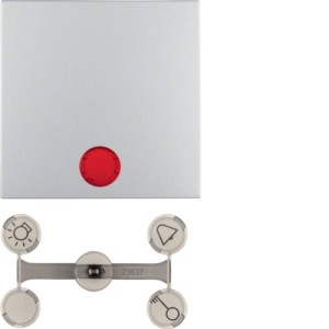 B.Kwadrat Klawisz z 5 dołączonymi soczewkami do łączników 1-klawiszowych aluminium mat Berker 16211404