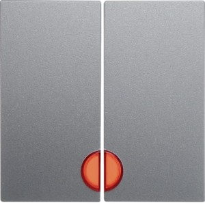 B.Kwadrat Klawisze z czerwoną soczewką do łączników 2-klawiszowych aluminium Berker 16271404