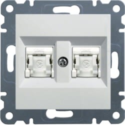 lumina Gniazdo komputerowe podwójne ekranowane RJ45 kat.6 FTP białe Hager WL2180