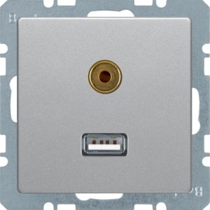 Q.1/Q.3 Gniazdo USB/3.5 mm audio, aluminium aksamit, lakierowany Berker 3315396084